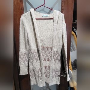 Light Tan , ladies hooded cardigan.  Sz Sm